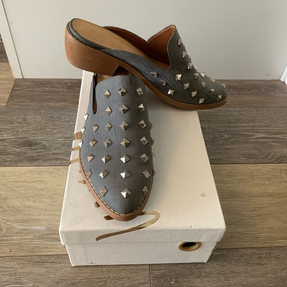 Mi.iM Shoes - Mi.iM - Grey Studded Slip on Mules